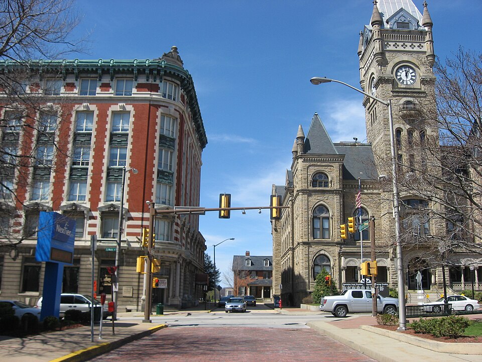 Historic buildings and courthouse in downtown Butler, Pennsylvania